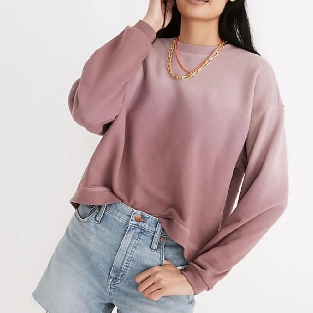 Madewell Dip-Dye (Re)sourced Cotton Swing Crewneck Sweatshirt Classic Lilac - Picture 2 of 5